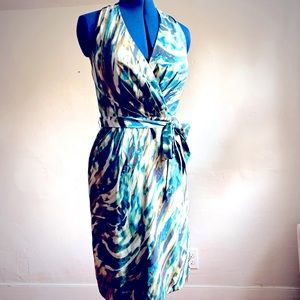 Ann Taylor Silk Watercolor Halter Dress, Small